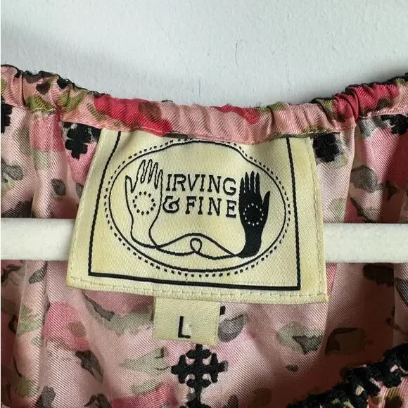 Irving & Fine 100% Silk Tunic Bohemian Lagen Look Embroidered Hippie Retro L - Picture 3 of 7